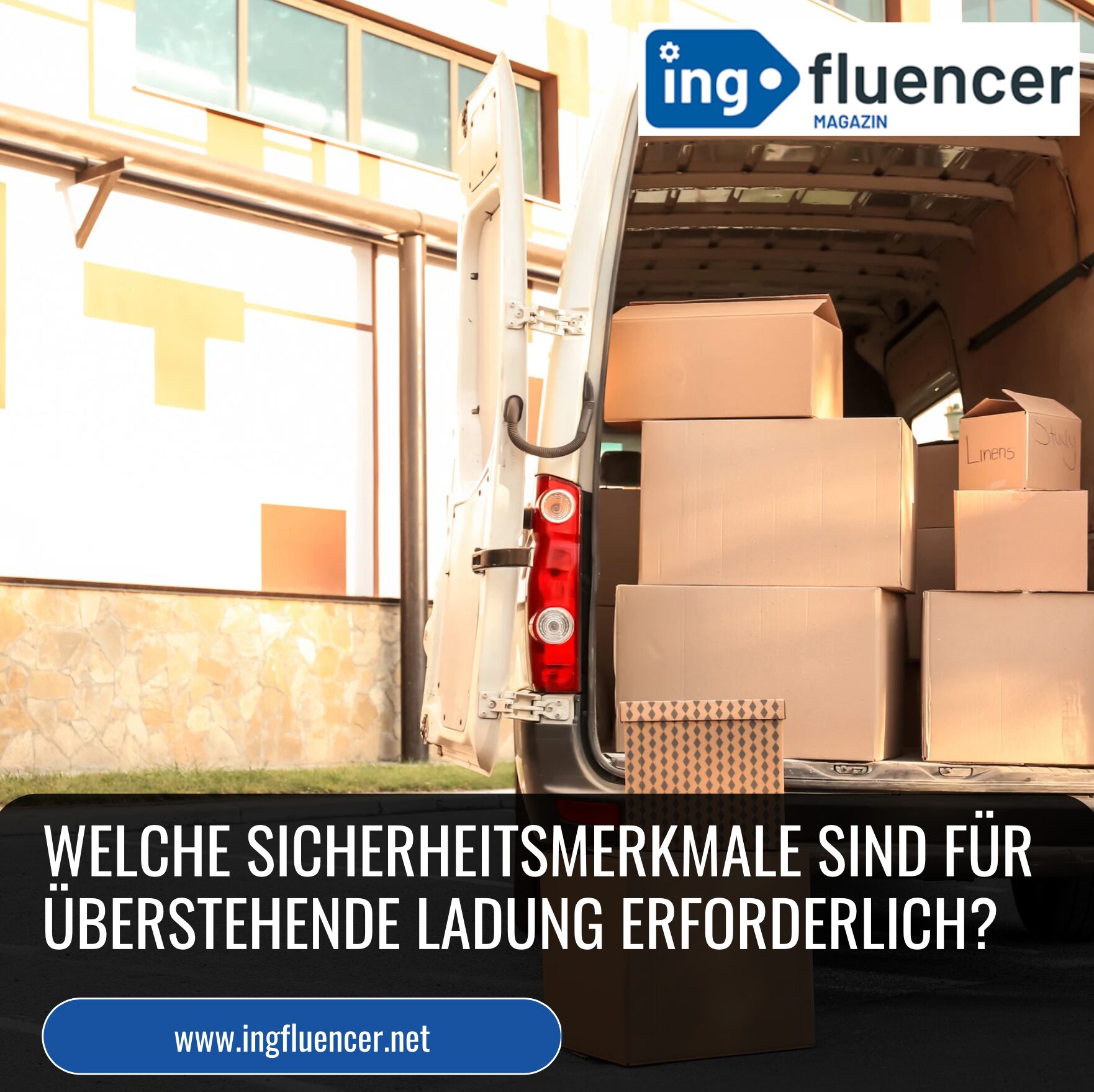 Welche Sicherheitsmerkmale sind für überstehende Ladung erforderlich?